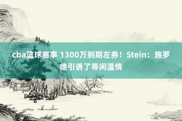 cba篮球赛事 1300万到期左券！Stein：施罗德引诱了等闲温情