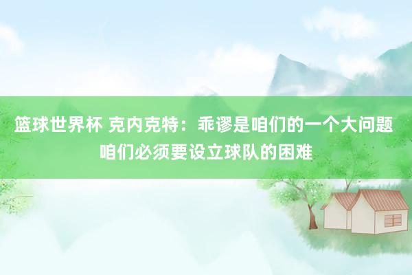 篮球世界杯 克内克特：乖谬是咱们的一个大问题 咱们必须要设立球队的困难